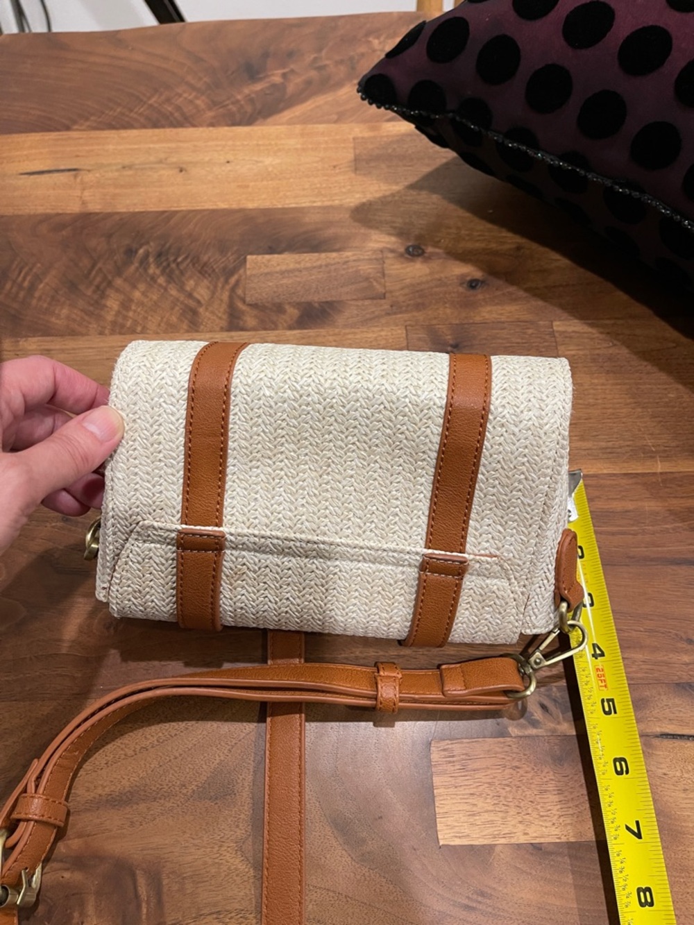 Anthropologie Woven Satchel crossbody with Tan Trim leather - Picture 6 of 6